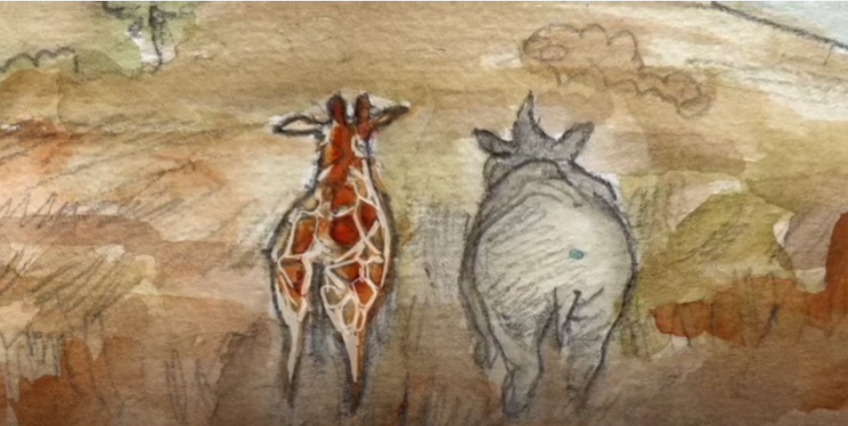A girafa e o rinoceronte