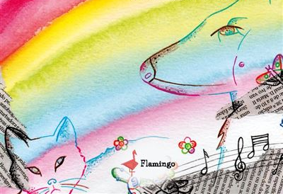 Animais de estimação em traço colorido