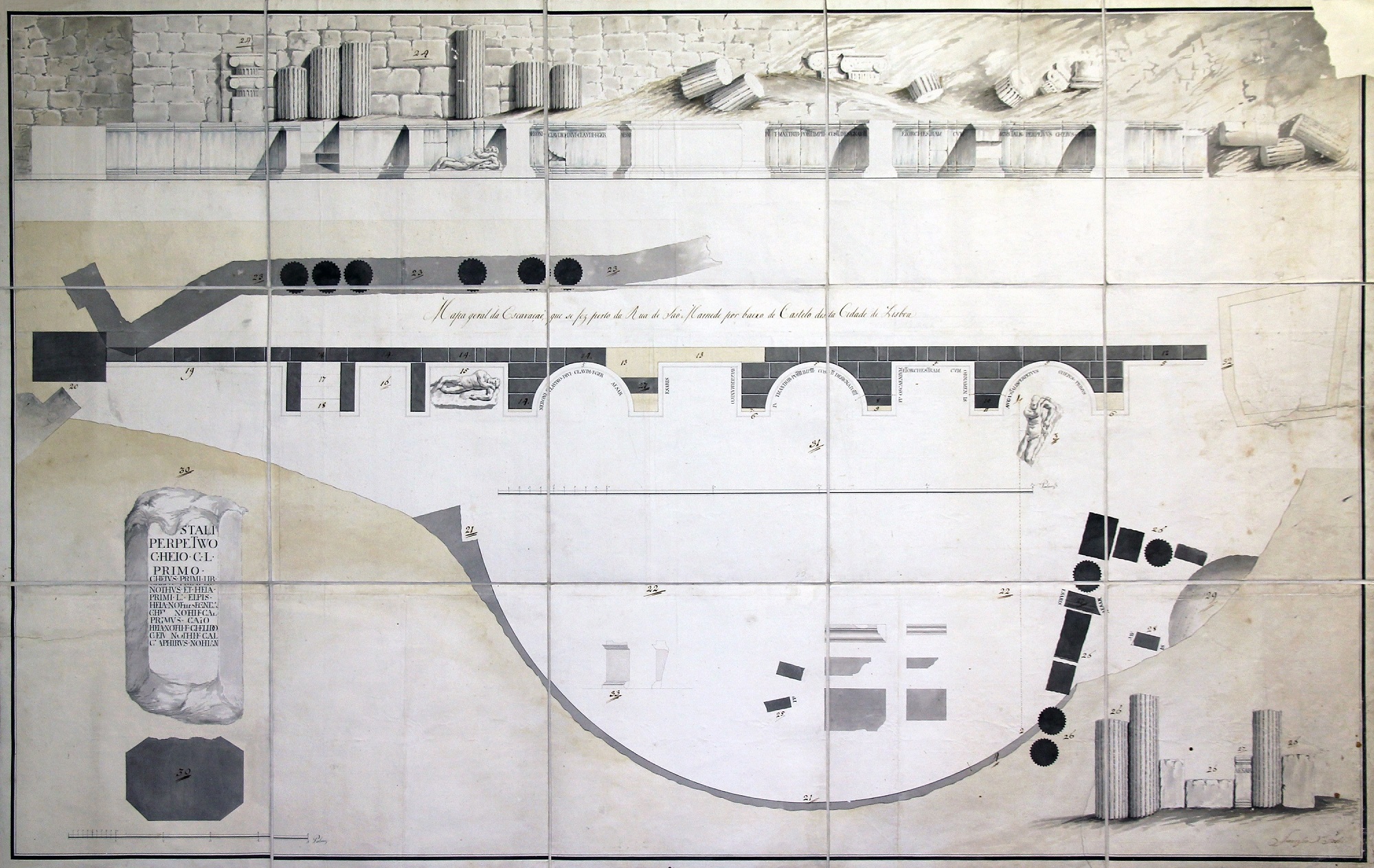 Um desenho aguarelado de Francisco Xavier Fabri